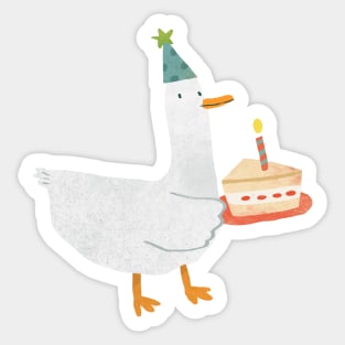 Cute Party Duck with Birthday Cake Sticker